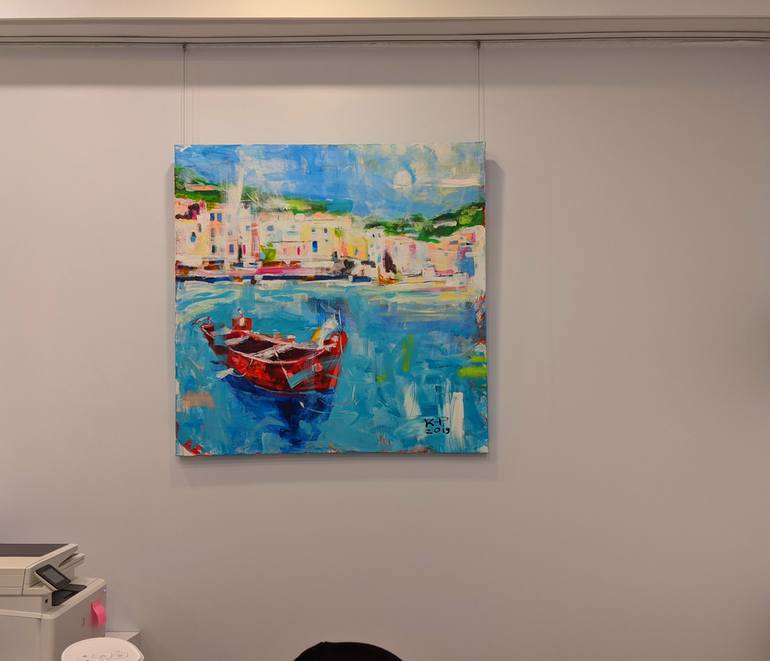 Original Abstract Beach Painting by Kasia Pawlak