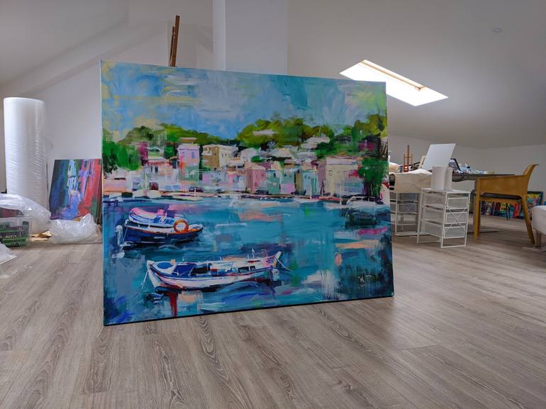 Original Abstract Expressionism Beach Painting by Kasia Pawlak