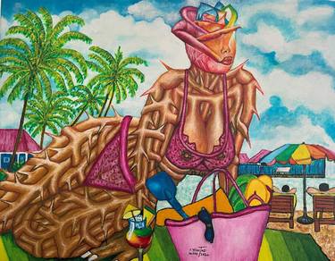 Original Contemporary Beach Painting by O Yemi Tubi