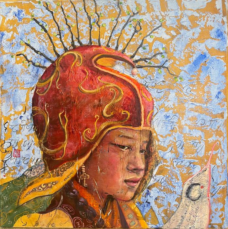 Original Religion Painting by Isabelle Hugo | Figurative Art on Canvas | Manuscrit