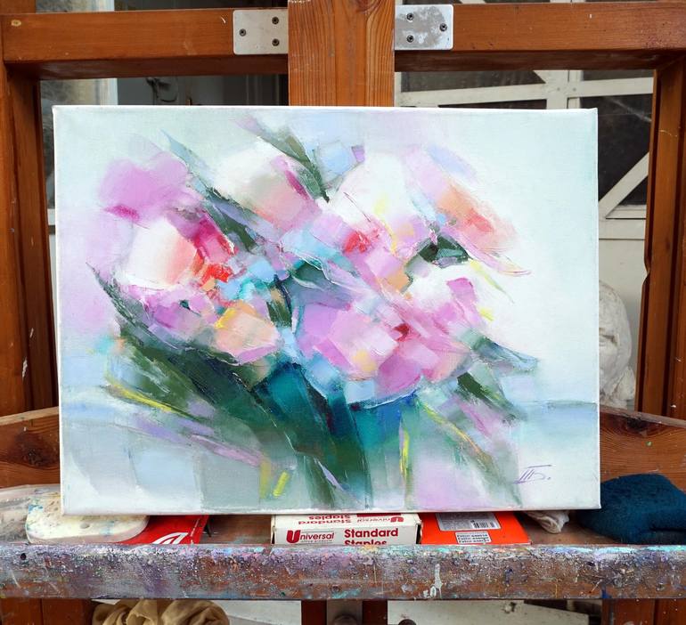 Original Abstract Floral Painting by Tatiana Bugaenko