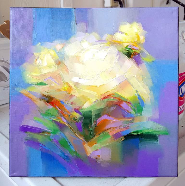 Original Abstract Floral Painting by Tatiana Bugaenko