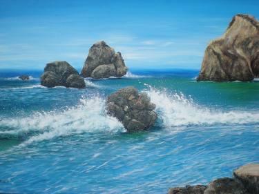 Print of Documentary Seascape Paintings by Toulla Simon-Hadjigeorgiou