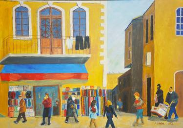 Original Figurative Cities Paintings by Asher Topel