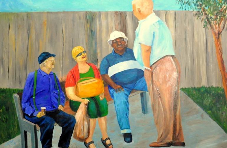 Seniors meeting Painting by Asher Topel