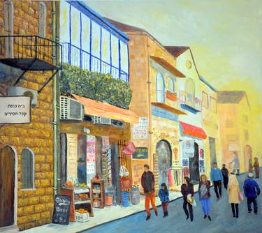 Original Figurative Cities Paintings by Asher Topel