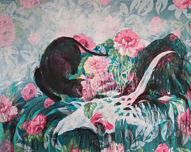 Print of Cats Paintings by Raquell Yang