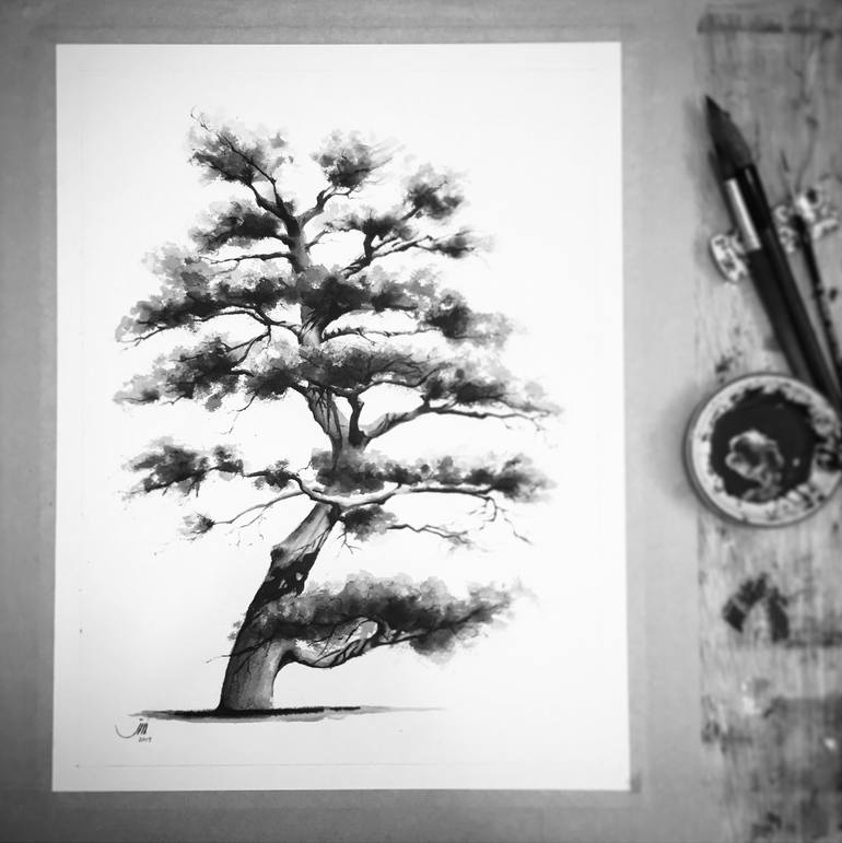 Original Fine Art Tree Drawing by Sedigheh Zoghi