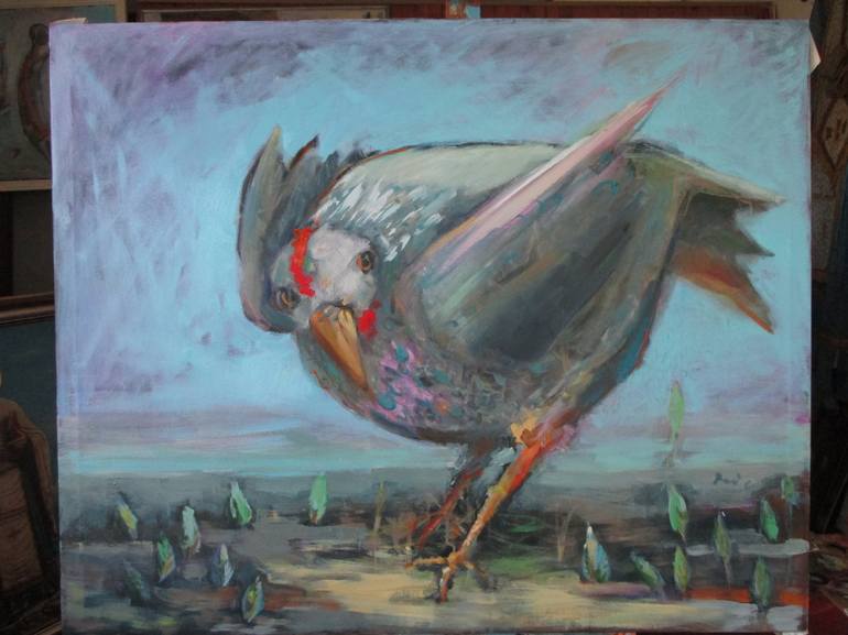 The Chicken Painting By Vladimir Prica 