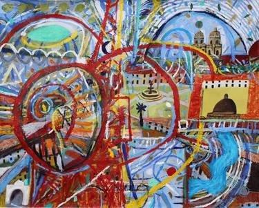 Original Abstract Expressionism Cities Paintings by Aldo Carhuancho Herrera