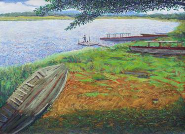 Print of Boat Paintings by Aldo Carhuancho Herrera