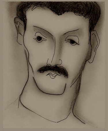 Original Portrait Drawing by Edward M Ribak