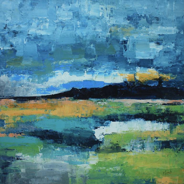 The blue Hill Painting by Sophie Gaiardo | Saatchi Art