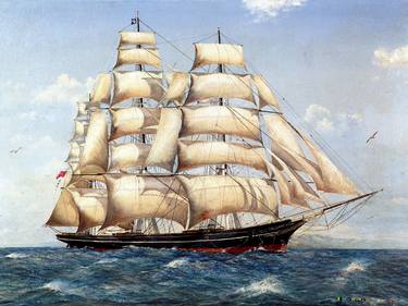 Print of Ship Paintings by Miki Karni