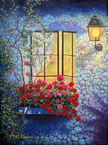 Original Romanticism Home Painting by Miki Karni