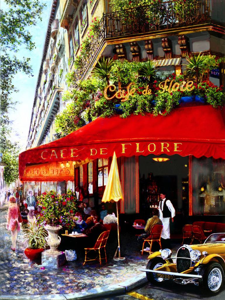 La Boheme Cafe De Flore By Miki Karni Printmaking By Miki Karni Saatchi Art