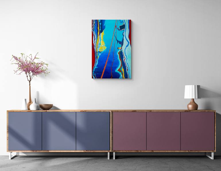 Original Abstract Expressionism Boat Painting by Miki Karni