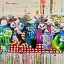In studio on easel