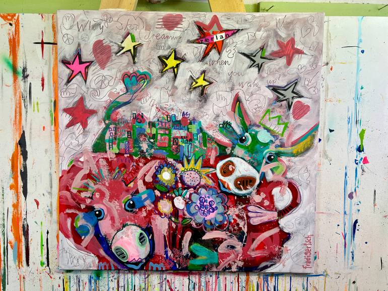 Original Abstract Expressionism Animal Painting by Fredi Gertsch