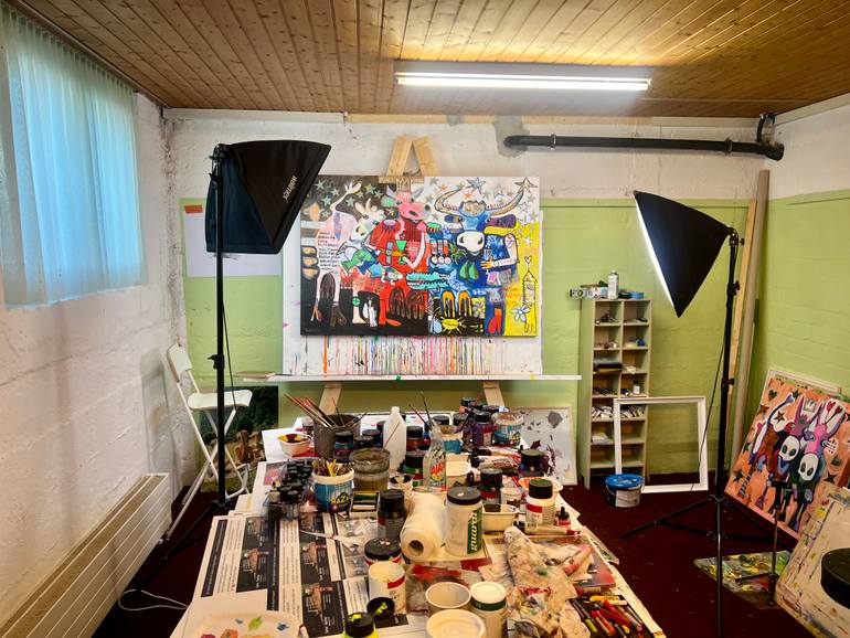 Original Abstract Expressionism Animal Painting by Fredi Gertsch