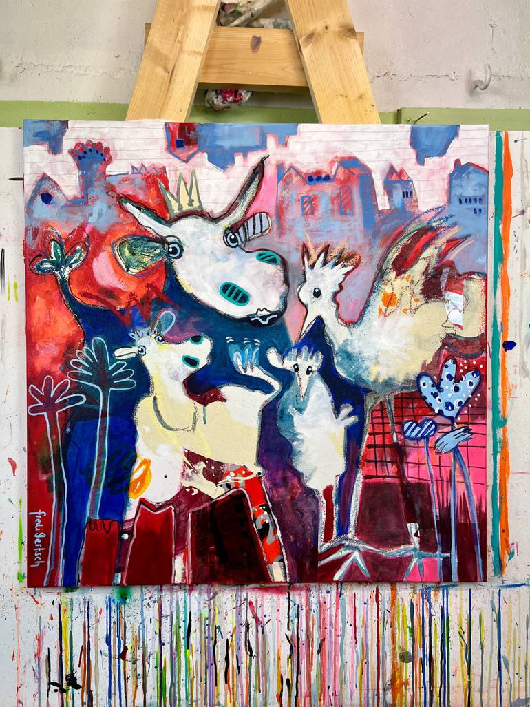 Original Abstract Expressionism Animal Painting by Fredi Gertsch