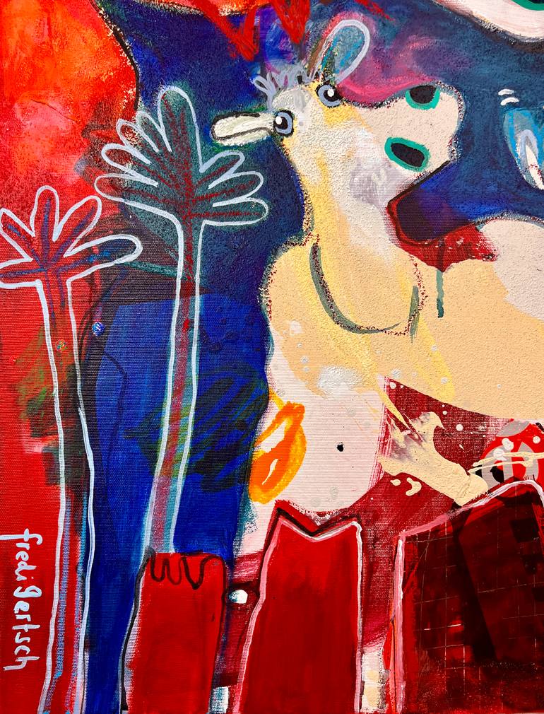 Original Abstract Expressionism Animal Painting by Fredi Gertsch