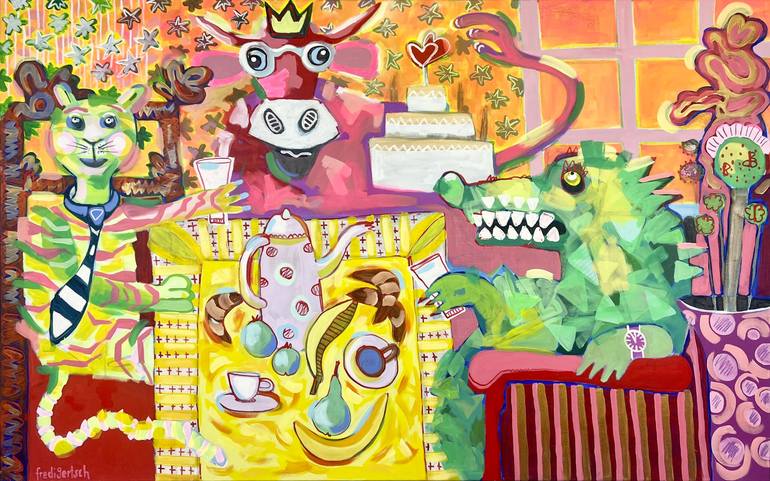 Original Abstract Expressionism Animal Paintings by Fredi Gertsch