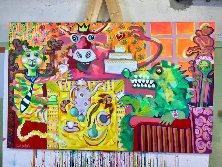 Original Abstract Expressionism Animal Painting by Fredi Gertsch