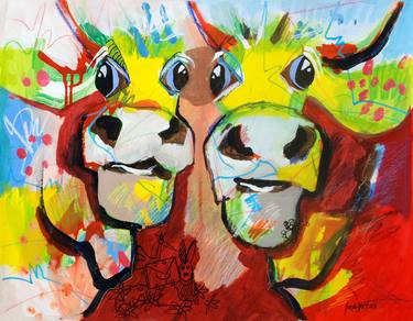 Print of Figurative Cows Paintings by Fredi Gertsch