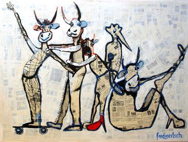 Print of Abstract Expressionism Cows Paintings by Fredi Gertsch