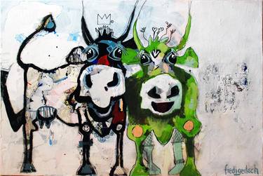 Print of Cows Paintings by Fredi Gertsch