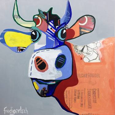 Print of Cows Paintings by Fredi Gertsch