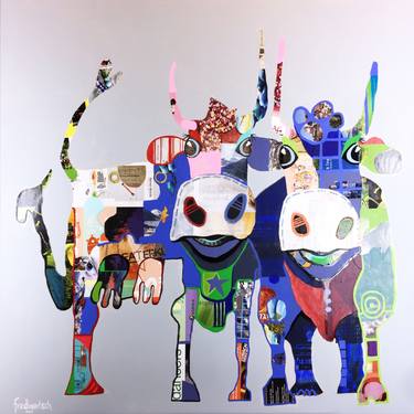 Print of Cows Paintings by Fredi Gertsch