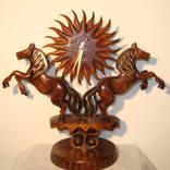Two horses with sun by Angel Dobrev