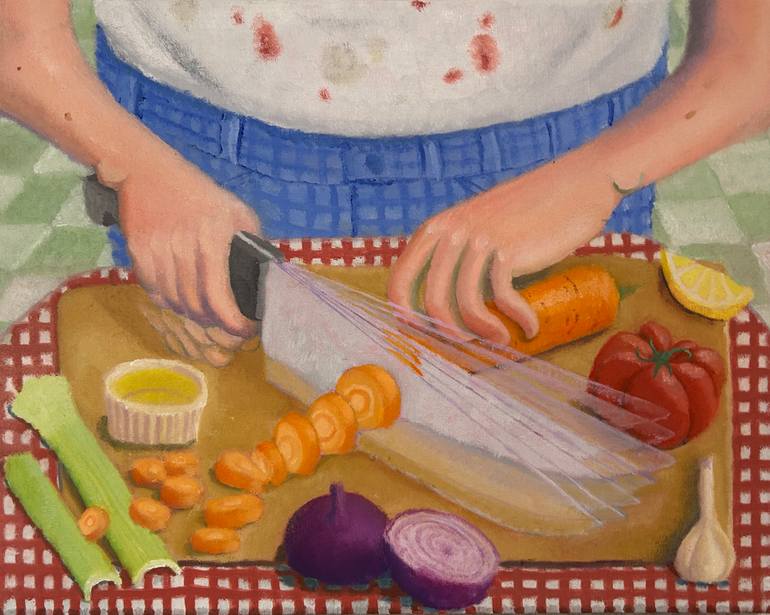 ウェンディ　チャザン　赤い食卓　リトグラフ　本人サイン　アメリカ女性画家 Red Onions paintings | Saatchi Art