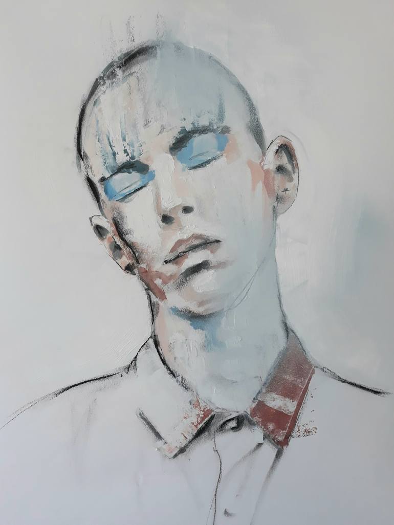 Blue eyes Painting by Chris Vanderschaeghe | Saatchi Art