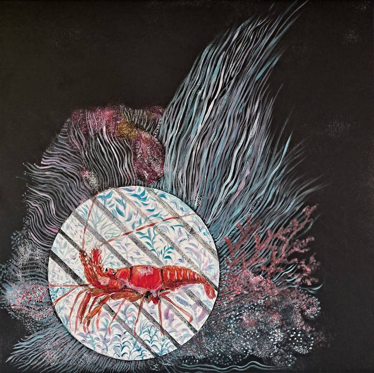 Original Contemporary Fish Paintings by Dominault Evelyne