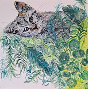 Original Cats Paintings by DOMINAULT EVELYNE