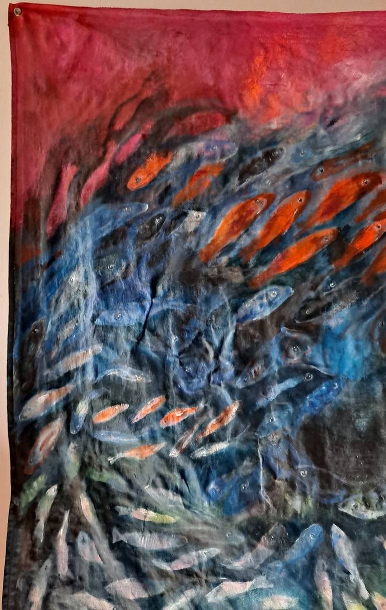 Original Contemporary Fish Painting by DOMINAULT EVELYNE