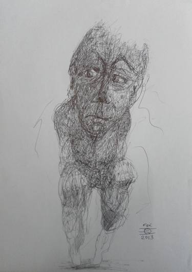 Original Figurative Body Drawings by DOMINAULT EVELYNE