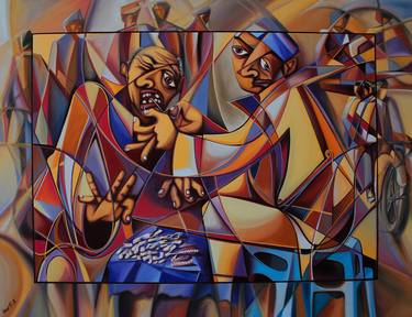 Print of Cubism People Paintings by zi hounti