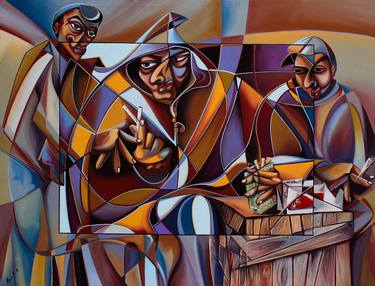 Print of Cubism People Paintings by zi hounti