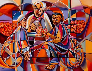 Print of Cubism People Paintings by zi hounti