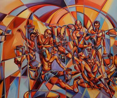 Print of Cubism People Paintings by zi hounti