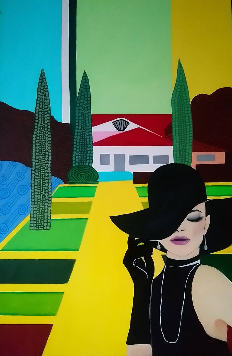 Original Art Deco Landscape Painting by Neelam Kanda