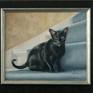 This black eastern cat belonged to a friend of mine and was a real character. I found her very beautiful so I did this portrait of her.
Dimensions given are with frame.