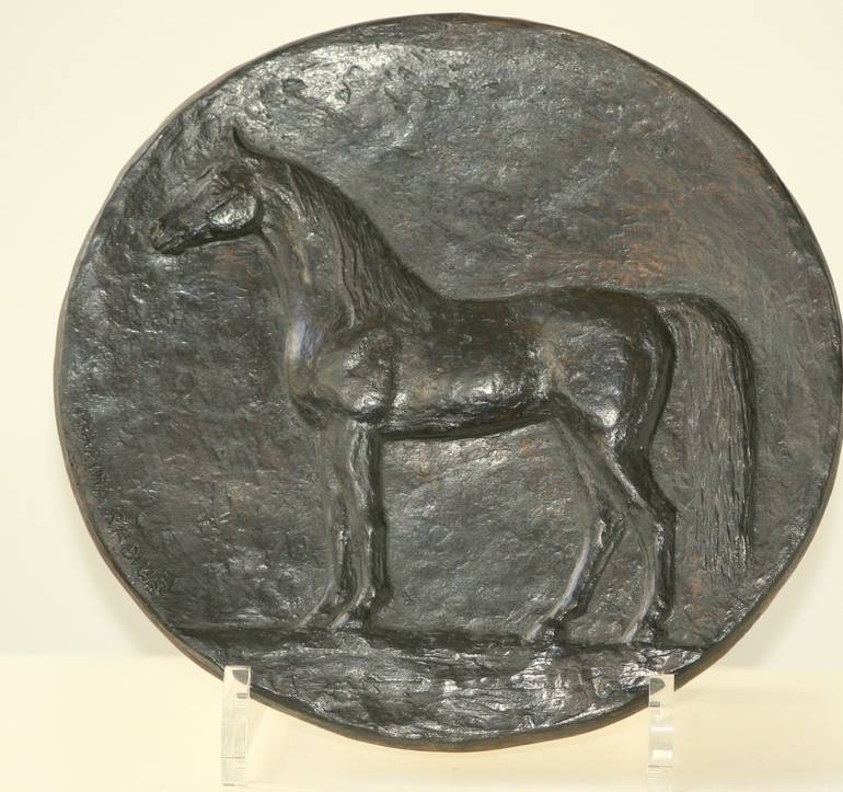 Bronze relief with horse, round - Print