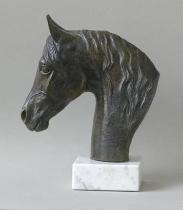 Brass Horse Head Statue / Mid Century Modern / Equestrian Statue