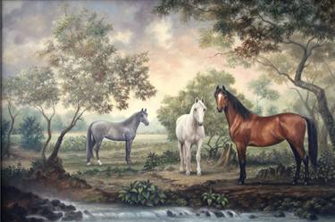 Original Figurative Horse Paintings by Marina Radius