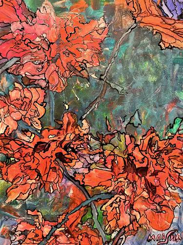 Original Abstract Floral Paintings by Hazel Marshall